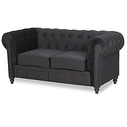 Canapé Chesterfield Velours 2 Places Altesse Noir