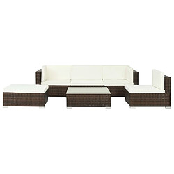 Maison Chic Salon de jardin 6 pcs + coussins - Mobilier/Meubles de jardin - Table et chaises d'extérieur Résine tressée Marron -MN81240