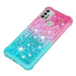 Coque en TPU Antichoc Dégradé Paillettes Paillettes Sable Mouvant rose/bleu ciel pour votre Motorola Moto G30/G10