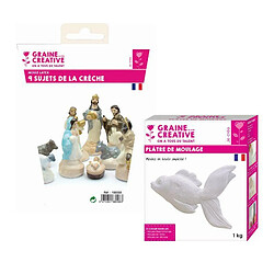 Graines Creatives 9 moules en latex Santons - Crèche de Noël + Plâtre 1 kg