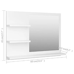 vidaXL Miroir de salle de bain blanc 60x10,5x45 cm bois d’ingénierie pas cher