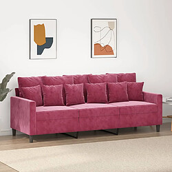 Maison Chic Canapé à 3 places,Canapé droit,Sofa de Salon,Banquette Rouge bordeaux 180 cm Velours -GKD528623