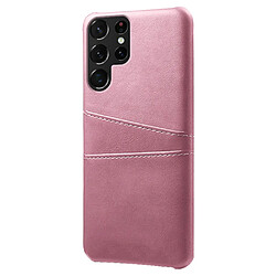 Coque en TPU + PU anti-rayures avec porte-cartes or rose pour votre Samsung Galaxy S22 Ultra 5G