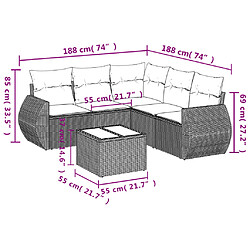 Avis Maison Chic Salon de jardin avec coussins 6 pcs | Ensemble de Table et chaises | Mobilier d'Extérieur beige résine tressée -GKD20391