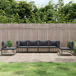 Maison Chic Salon de jardin 6 pcs + coussins - Mobilier/Meubles de jardin - Table et chaises d'extérieur anthracite résine tressée -MN49344