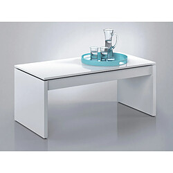 Acheter Alter Table basse avec plateau relevable et espace de rangement, coloris blanc brillant, Dimensions 102 x 43 x 50 cm (hauteur réglable de 43 à 54 cm)