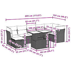 vidaXL Salon de jardin 8 pcs avec coussins marron résine tressée pas cher