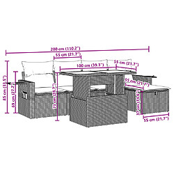 vidaXL Salon de jardin 6 pcs avec coussins noir résine tressée pas cher