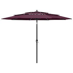 vidaXL Parasol de jardin à 3 niveaux mât en aluminium rouge bordeaux