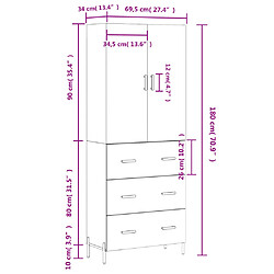 vidaXL Buffet haut Chêne marron 69,5x34x180 cm Bois d'ingénierie pas cher