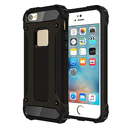 Wewoo Coque renforcée noir pour iPhone SE & 5 & 5s Tough Armour TPU + PC Combinaison Cas