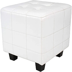 Acheter Helloshop26 Fauteuil chesterfield avec repose pied en synthétique avec éléments décoratifs touffetés chaise cabriolet tabouret pouf meuble de salon blanc 01_0000109