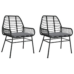 vidaXL Chaises de jardin lot de 2 avec coussins noir résine tressée