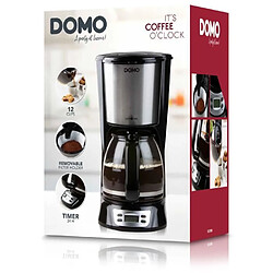 Cafetiere Filtre - DOMO - DO708K - 1000 W - 1,5 L - 12 tasses - Ecran LCD - Minuteur 24 h - Noir et acier inoxydable pas cher