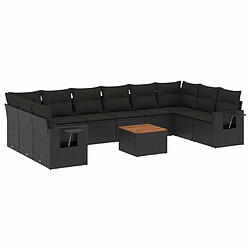 Maison Chic Salon de jardin 11 pcs avec coussins, Ensemble Tables et chaises d'extérieur noir résine tressée -GKD633319