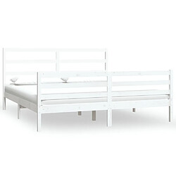 Maison Chic Lit Super King - Cadre de lit,Structure du lit Contemporain Blanc Bois de pin massif 180x200 cm -MN18339