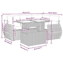 vidaXL Salon de jardin 5 pcs avec coussins noir résine tressée pas cher