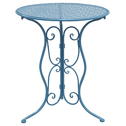 Aubry Gaspard Table ronde en métal bleu. Table ronde en métal bleu