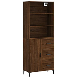 vidaXL Buffet haut Chêne marron 69,5x34x180 cm Bois d'ingénierie