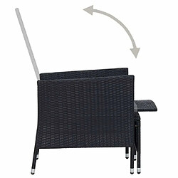 Maison Chic Chaise inclinable de jardin - Fauteuil d'extérieur avec coussins Résine tressée Noir -MN43254 pas cher