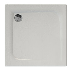 Allibert Receveur de douche carré effet pierre Mooneo - L. 80 x l. 80 cm - Blanc