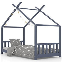 vidaXL Cadre de lit d'enfant Gris Bois de pin massif 80x160 cm