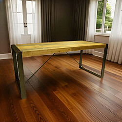 Antic Line Creations Table industrielle en fer et bois 180 x 80 x 76 cm.