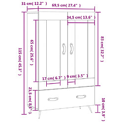 vidaXL Buffet haut chêne marron 69,5x31x115 cm bois d'ingénierie pas cher