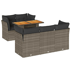 vidaXL Salon de jardin 6 pcs avec coussins gris résine tressée