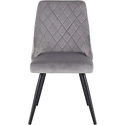 Decoshop26 2 chaises de salle à manger en tissu velours gris rembourré couture losange pieds en métal noir CDS09339 pas cher