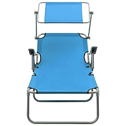 Helloshop26 Transat chaise longue bain de soleil lit de jardin terrasse meuble d'extérieur 188 cm avec auvent acier bleu 02_0012264