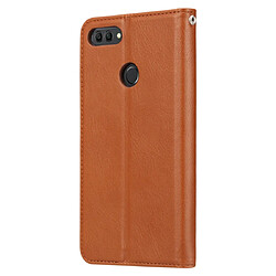 Wewoo Housse Coque Étui en cuir à rabat horizontal Knead Skin Texture pour Huawei Y9 2018 / Enjoy 8 Plusavec cadre photo et support et fentes cartes et portefeuille marron