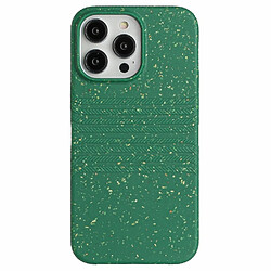 Coque en TPU + paille de blé entièrement biodégradable pour votre iPhone 14 Pro Max - vert armé