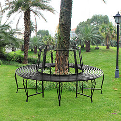 Banc de Jardin Sorrent Rond pour Arbre 160 x 84 cm Acier Noir [en.casa]