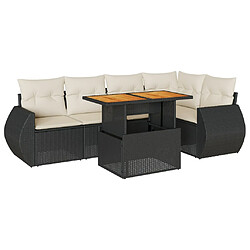 vidaXL Salon de jardin 6 pcs avec coussins noir résine tressée