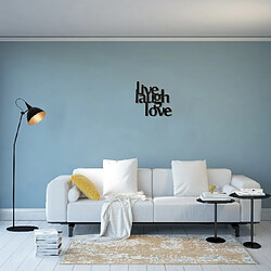 Avis Homemania Décoration murale Mots - Art mural - Citations - Live Laugh Love - pour le salon, la chambre à coucher - Acier noir, 50 x 0,15 x 50 cm