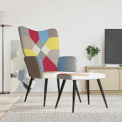 vidaXL Chaise de relaxation avec tabouret Patchwork Tissu