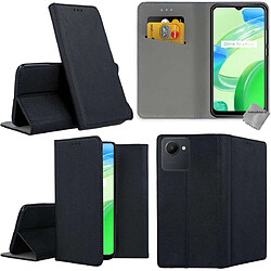 Htdmobiles Housse pour Realme C30 / Narzo 50i Prime - etui coque pochette portefeuille + film ecran - NOIR MAGNET