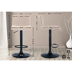 Avis Decoshop26 Tabouret de bar x1 design simple avec repose-pieds en tissu crème pieds en métal noir 10_0004556