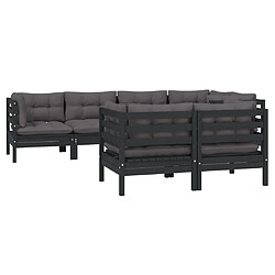 Avis Maison Chic Salon de jardin 7 pcs + coussins - Mobilier/Meubles de jardin - Table et chaises d'extérieur Noir Bois de pin massif -MN75794