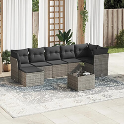 vidaXL Salon de jardin 8 pcs avec coussins gris résine tressée