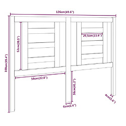 Acheter vidaXL Tête de lit Noir 126x4x100 cm Bois massif de pin