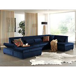 Lisa Design Vermont - canapé panoramique d'angle droit - 7 places - XXL - en velours Vermont - canapé panoramique d'angle droit - 7 places - XXL - en velours - Bleu nuit