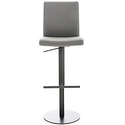 Decoshop26 Tabouret de bar x1 réglable en hauteur et pivotant à 360° plateforme ronde en métal noir assise en PVC gris 10_0004569