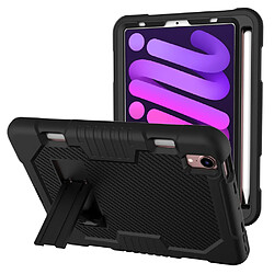 Coque en TPU + silicone avec béquille, couleur contrastée noir noir pour votre Apple iPad mini (2021)