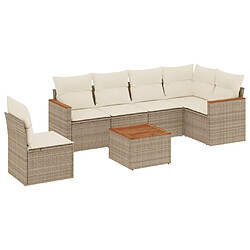 Maison Chic Salon de jardin avec coussins 7 pcs, Ensemble Tables et chaises de jardin, beige résine tressée -GKD922069