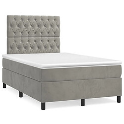 Maison Chic Lit Adulte - Lit simple Lit à sommier tapissier et matelas moelleux - Meuble de Chambre - Gris clair 120x200cm Velours -MN34789