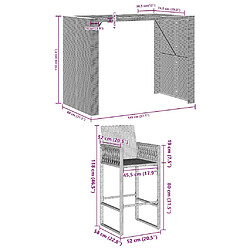 vidaXL Ensemble de bar de jardin 5 pcs sans coussins gris poly rotin pas cher