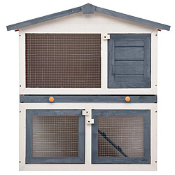 Helloshop26 Clapier d'extérieur 3 portes 94 x 60 x 98 cm bois gris et blanc 02_0000589