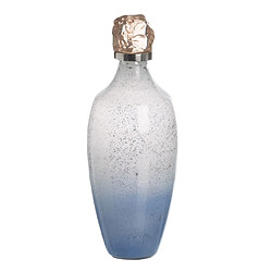 Avis BigBuy Home Bouteille Bleu Argenté Résine Verre 12 x 12 x 33 cm Décorative